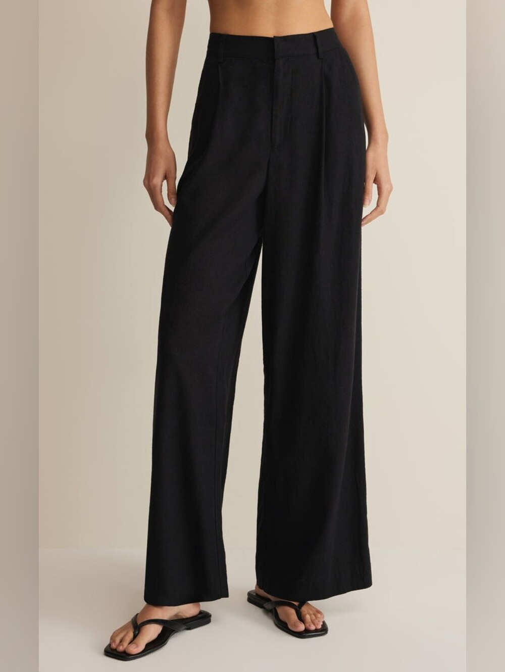 Z Supply Black Wide Leg High-Rise Trousers XS